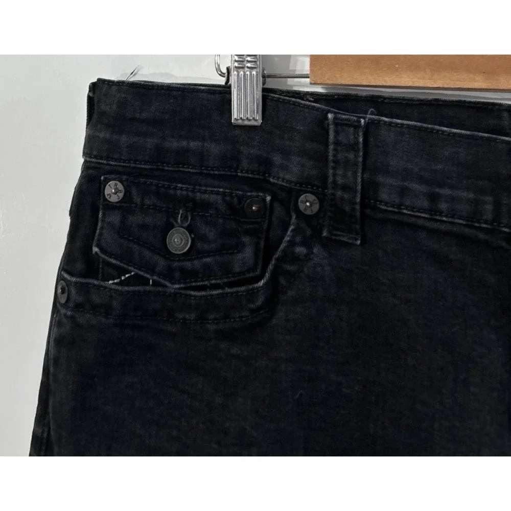 Mens True Religion Rocco Flap Relaxed Skinny Black Stretch Jeans Size 36